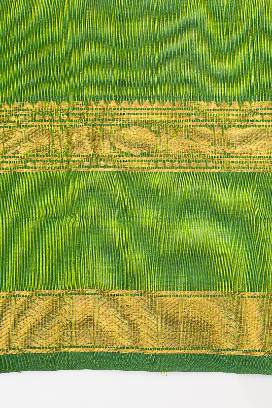 Leaf Green Paisley Motifs Pure Silk Cotton Saree