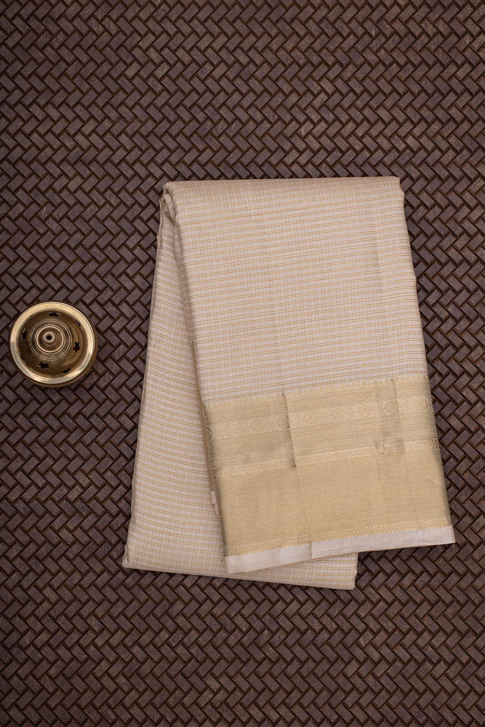 Cream and Gold Pure Silk Dhoti
