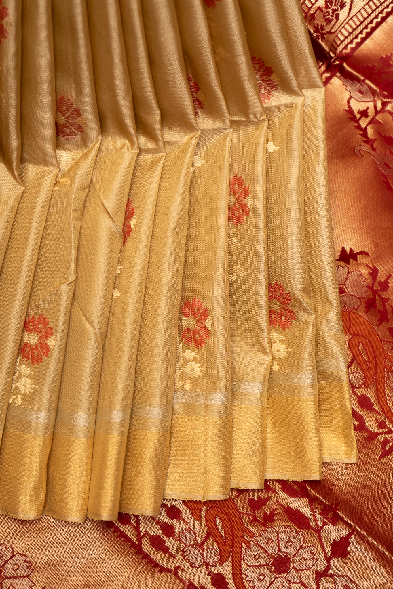 Sandcastle Beige Pure Soft Silk Saree - Clio Silks