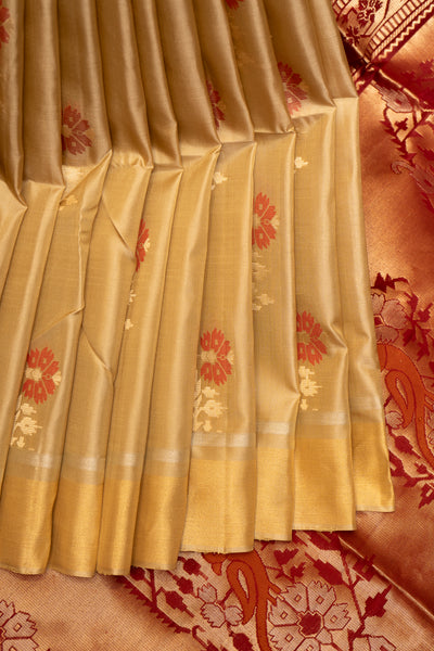 Sandcastle Beige Pure Soft Silk Saree - Clio Silks