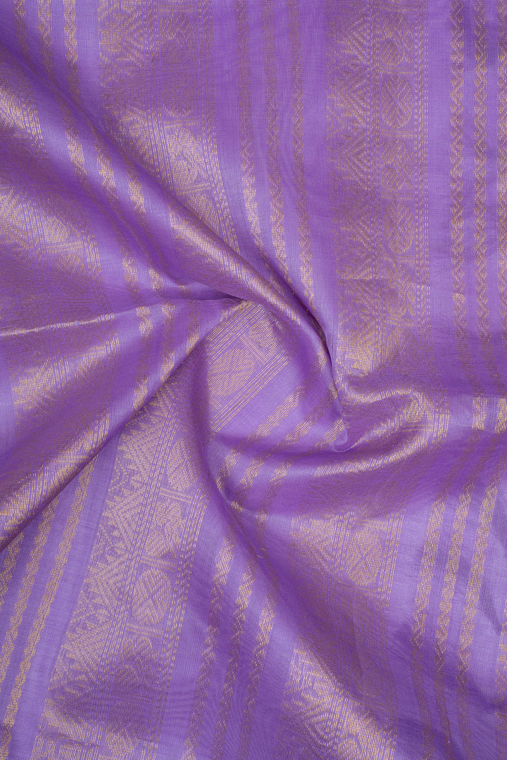 Cream and Lilac Korvai Pure Silk Cotton Saree