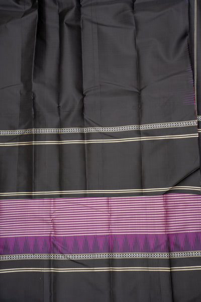 Purple and Black Without Zari Pure Kanchipuram Silk Saree - Clio Silks