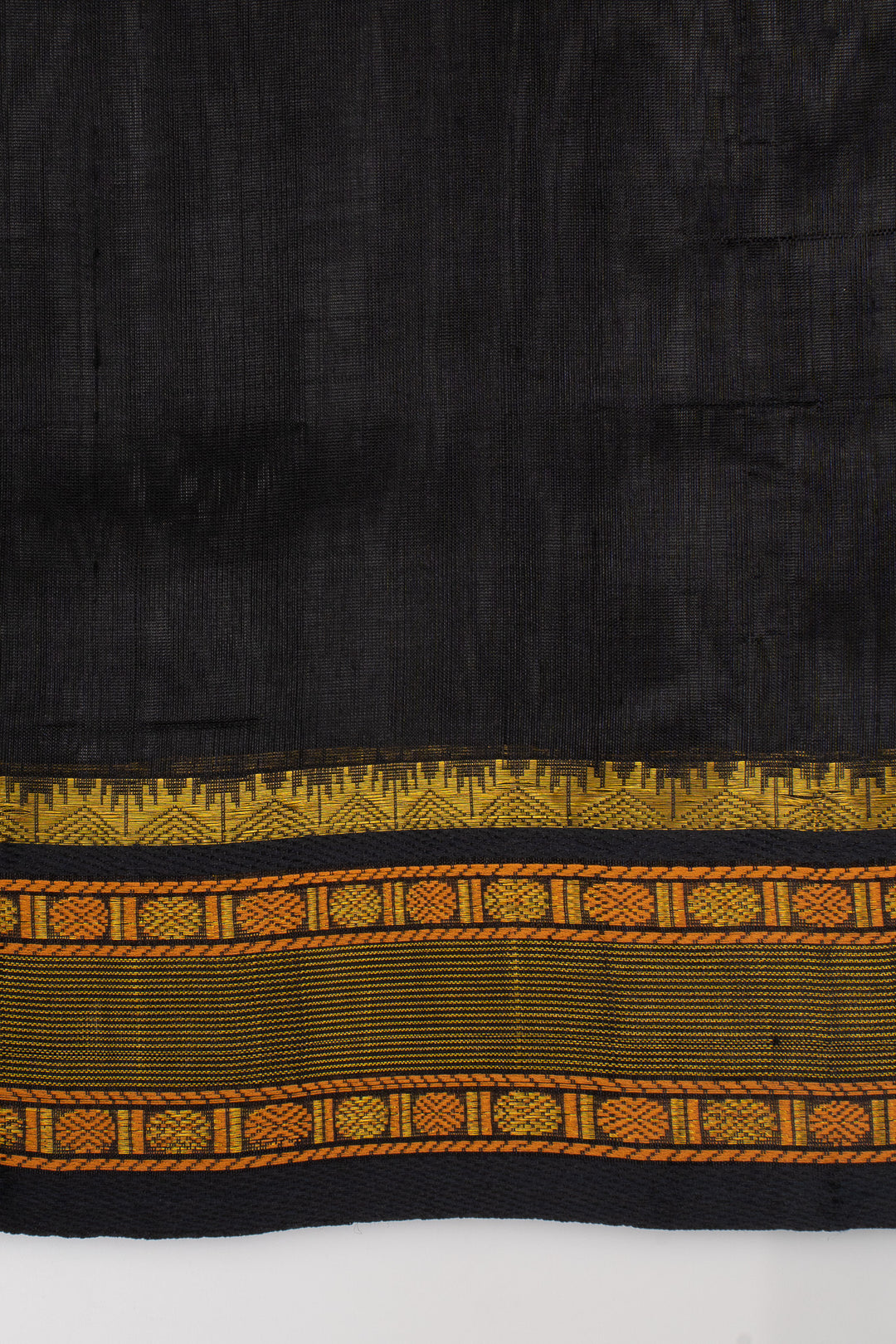 Off White &amp; Black Pure Silk Cotton Saree