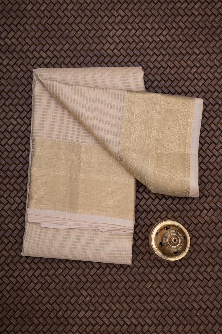 Cream and Gold Pure Silk Dhoti