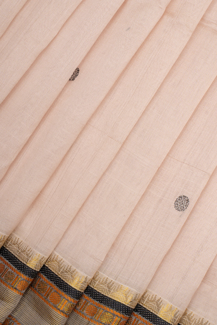 Off White &amp; Black Pure Silk Cotton Saree