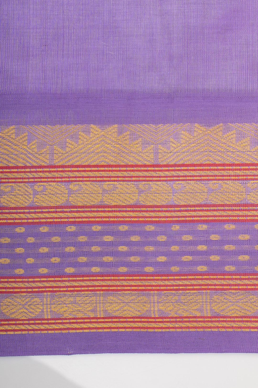 Cream and Lilac Korvai Pure Silk Cotton Saree