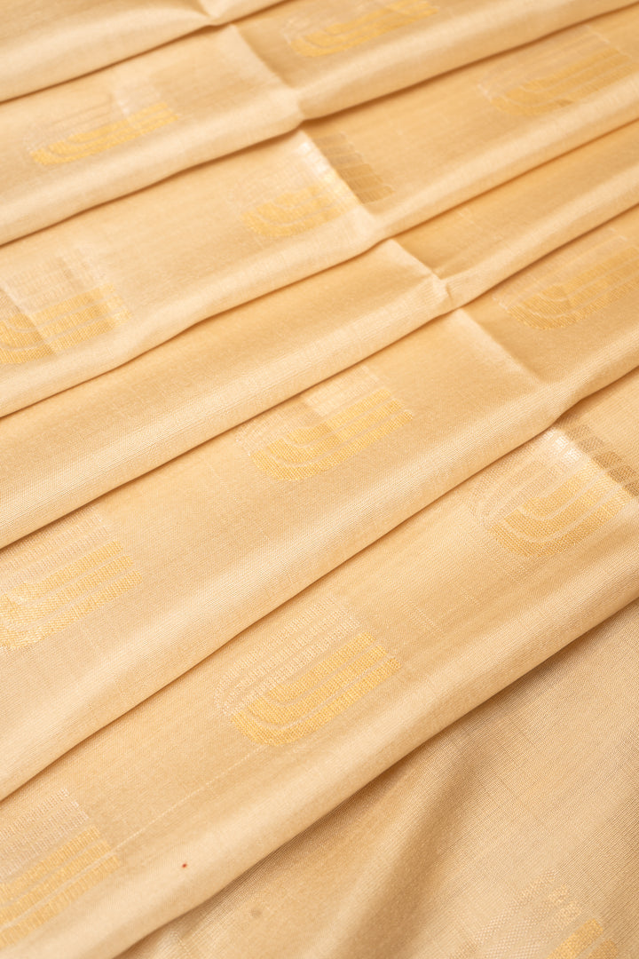 Cream and Maroon Pure Soft Silk Saree - Clio Silks