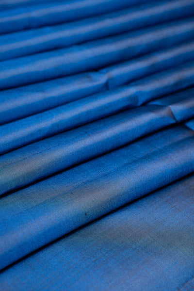 Ink Blue and Teal Pure Soft Silk Saree - Clio Silks