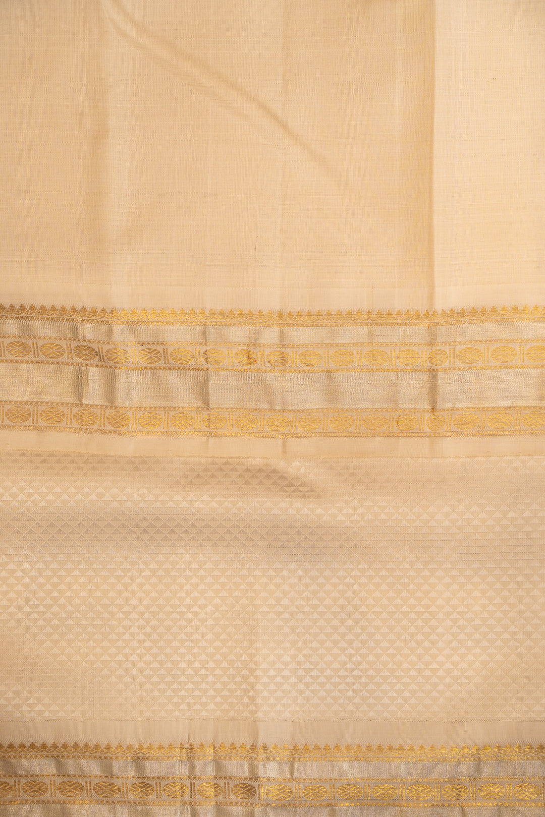 Ivory and Gold Thread Brocade Pure Kanchipuram Silk Saree - Clio Silks