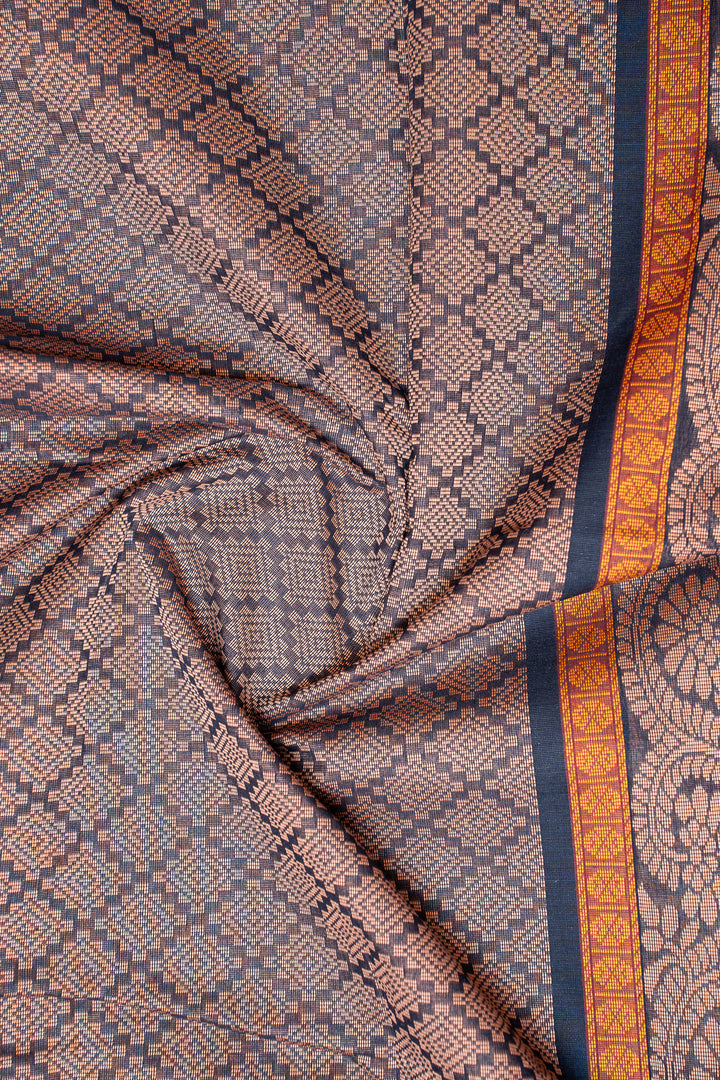 Dark Blue Pure Cotton Saree - Clio Silks