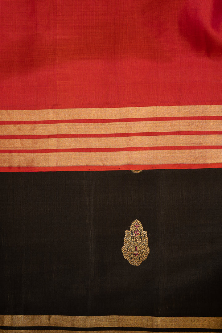 Black and Gold Pure Soft Silk Saree - Clio Silks