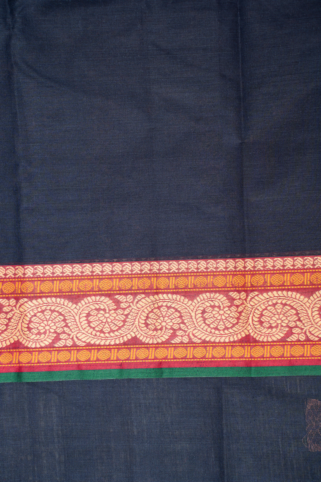 Dark Blue Pure Cotton Saree - Clio Silks