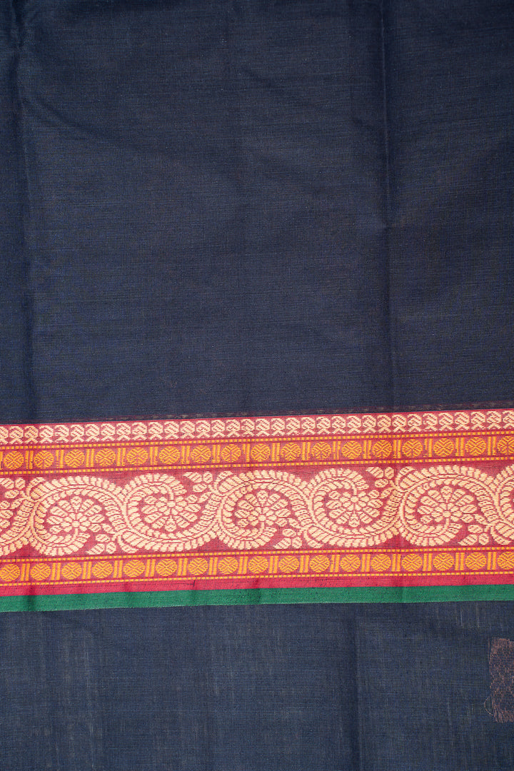 Dark Blue Pure Cotton Saree - Clio Silks