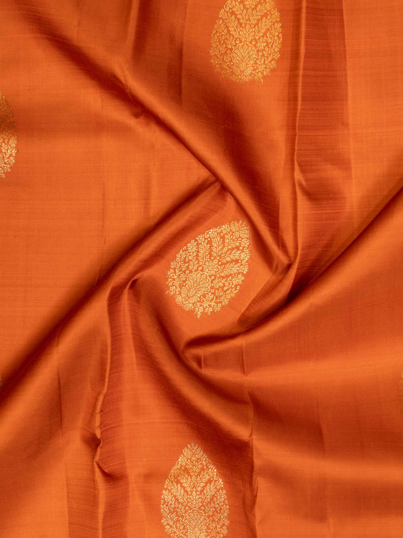 Rust orange pure Kanchipuram silk saree