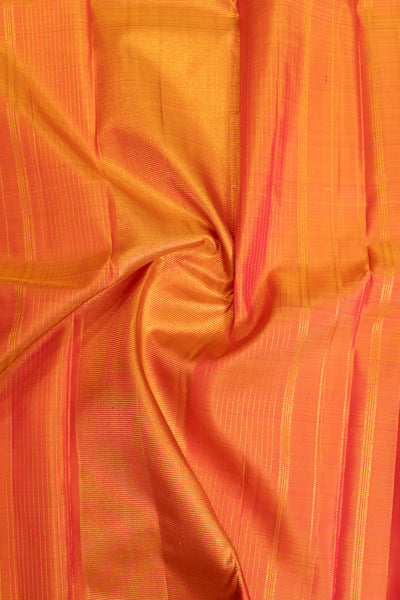 Off white checks and peach pure zari Kanchipuram silk saree