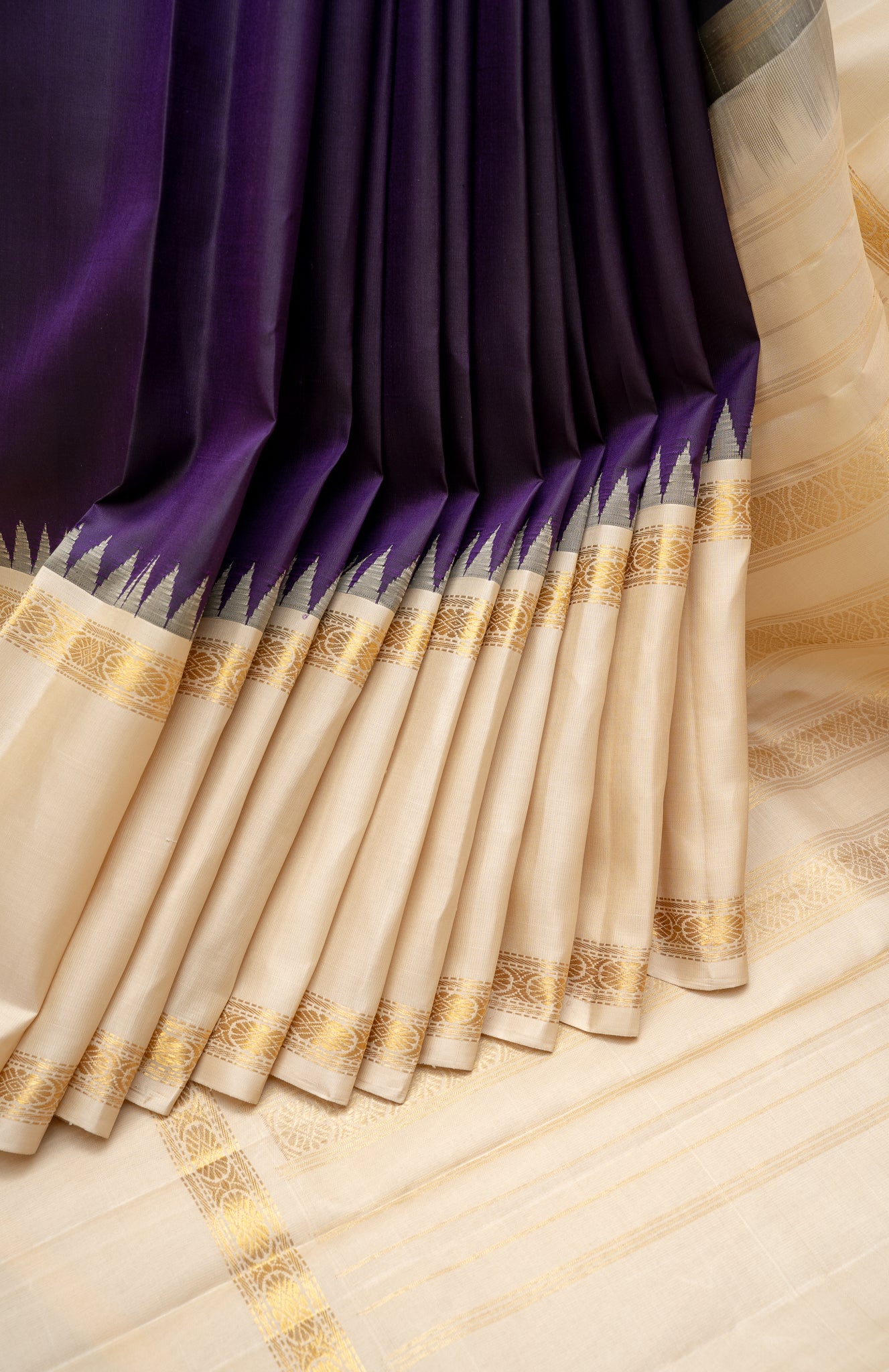 Aubergine Purple Pure Kanchipuram Silk Saree - Clio Silks