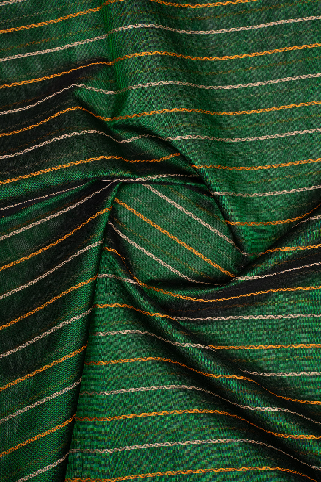 Bottle Green Neli Stripes Pure Silk Cotton Saree