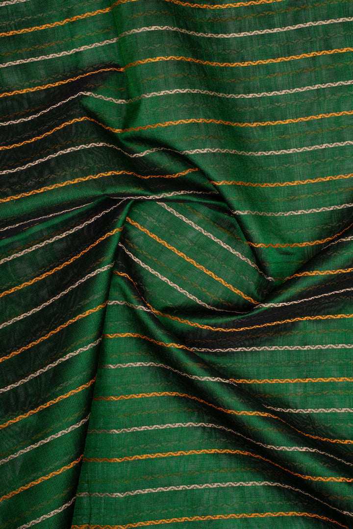 Bottle Green Neli Stripes Pure Silk Cotton Saree