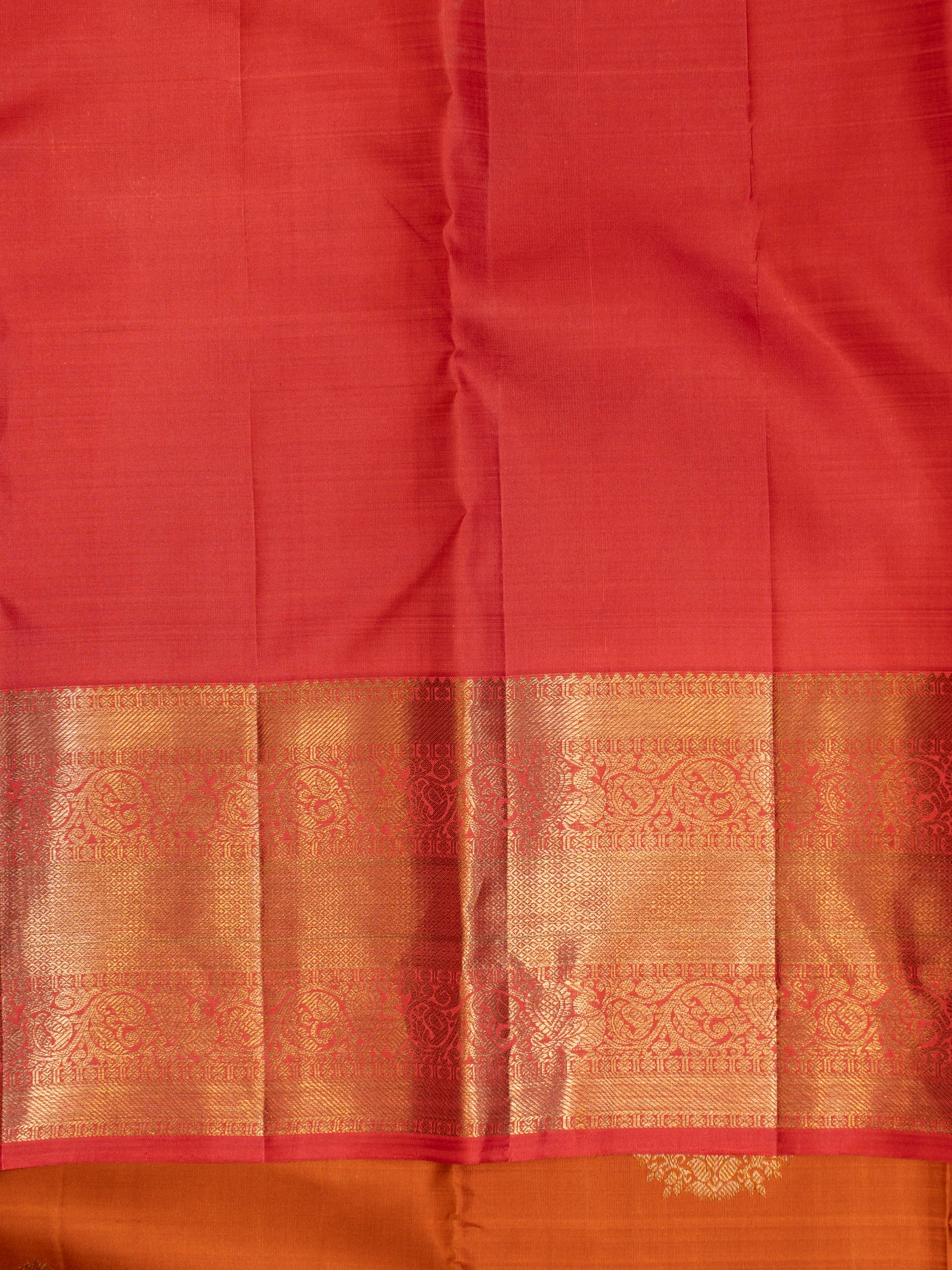 Rust orange pure Kanchipuram silk saree