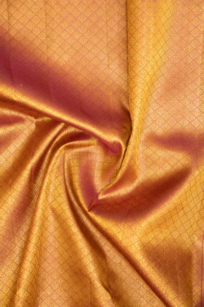 French Beige Jacquard Stripes Pure Kanchipuram Silk Saree - Clio Silks