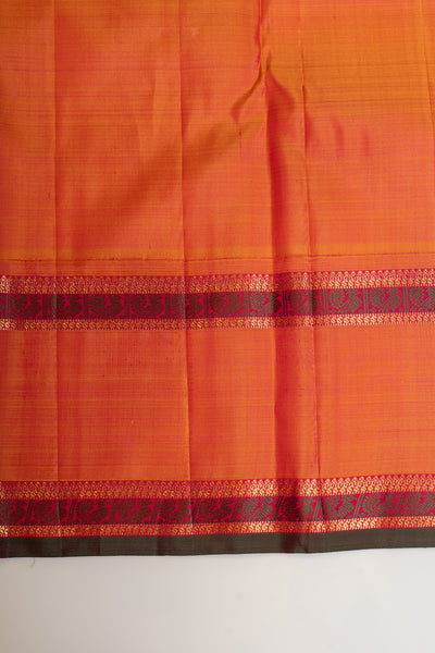 Off white checks and peach pure zari Kanchipuram silk saree