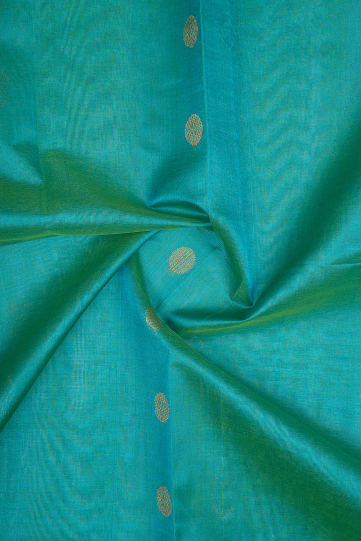 Peacock Blue Traditional Pure Silk Cotton Saree