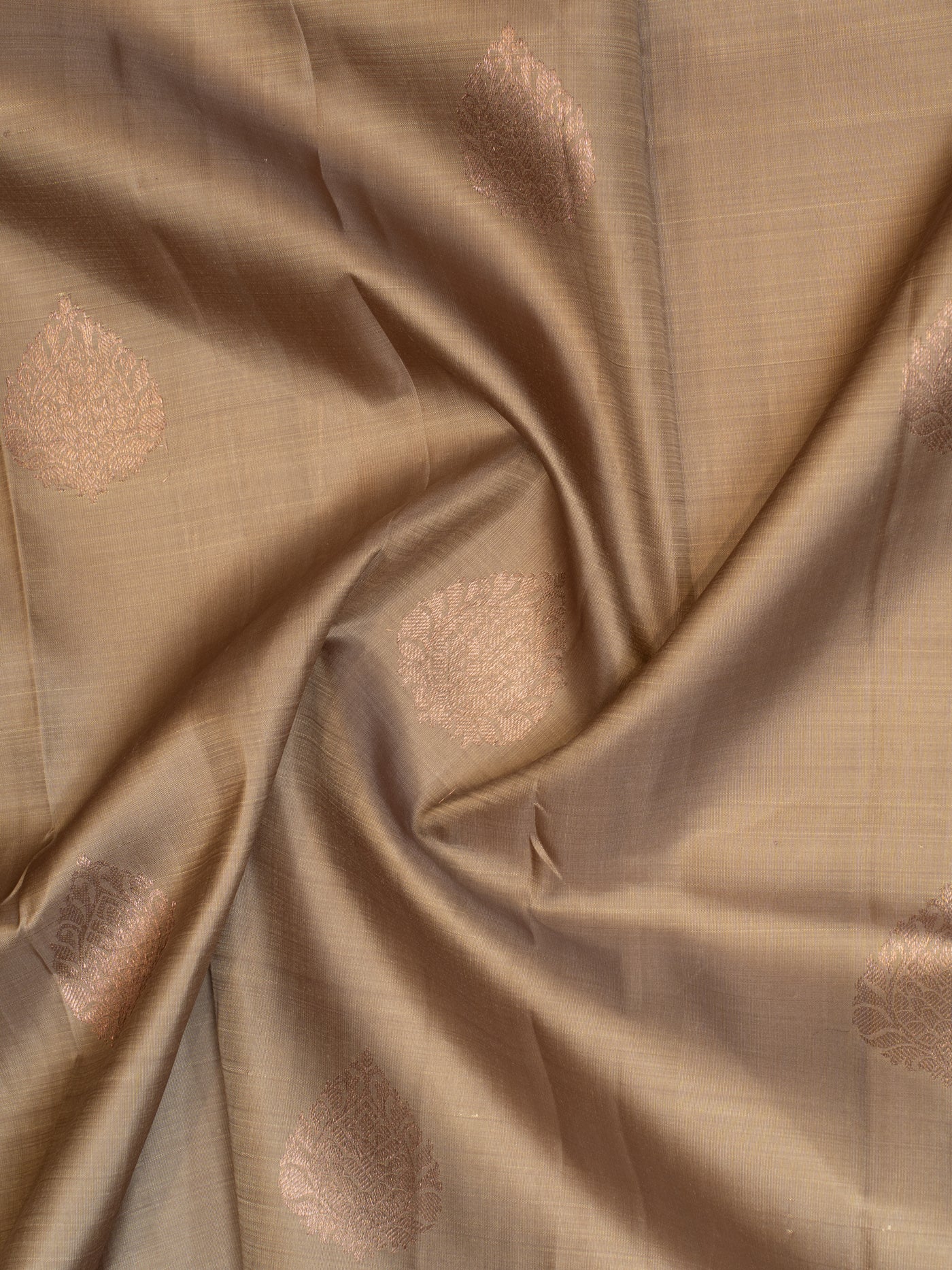 Light fawn pure Kanchipuram silk saree