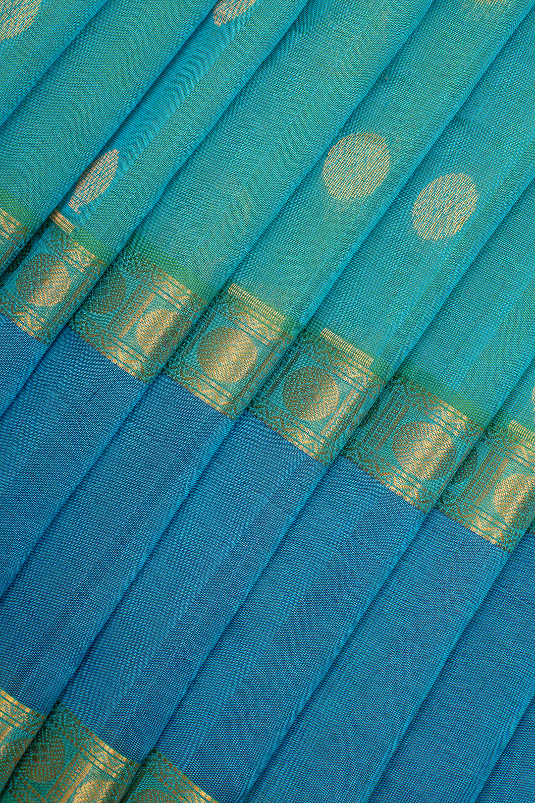 Peacock Blue Traditional Pure Silk Cotton Saree
