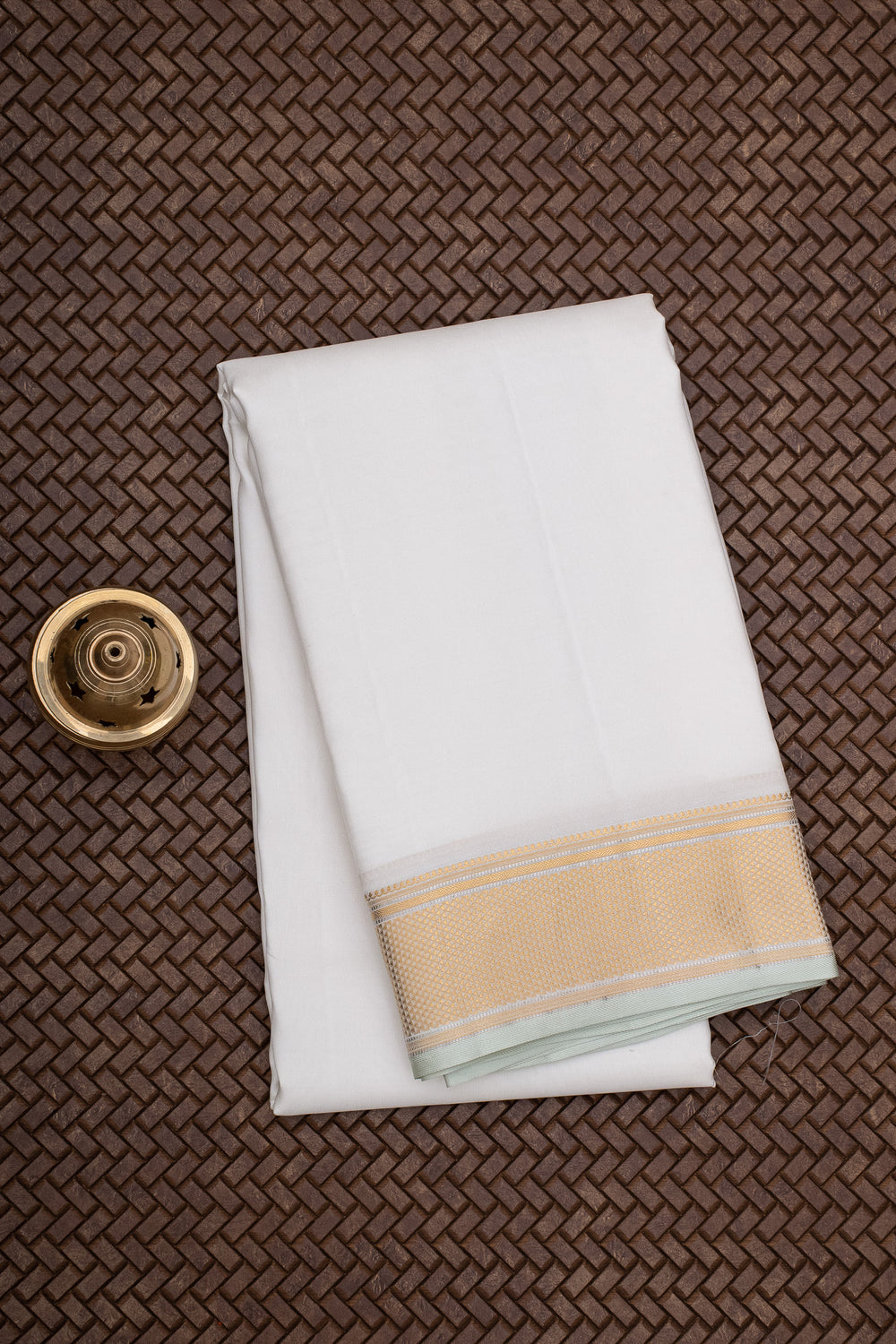 Off White and Gold Pure Silk Dhoti