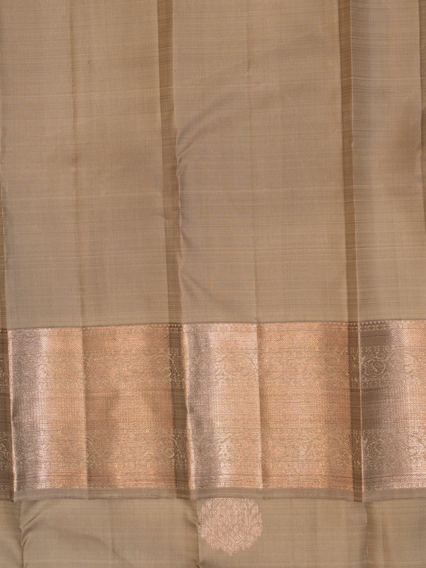 Light fawn pure Kanchipuram silk saree