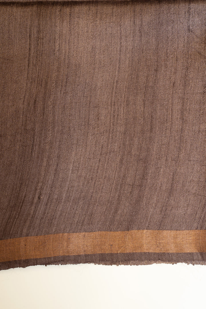 Beige Madhubani handprinted pure Tussar silk saree