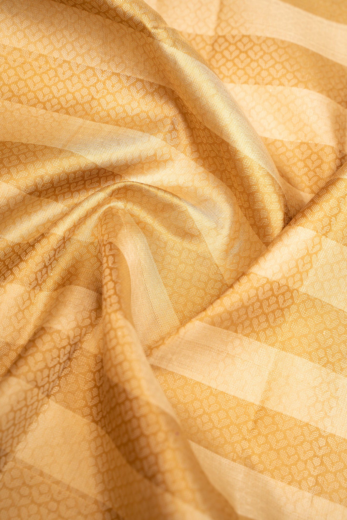 French Beige Jacquard Stripes Pure Kanchipuram Silk Saree - Clio Silks