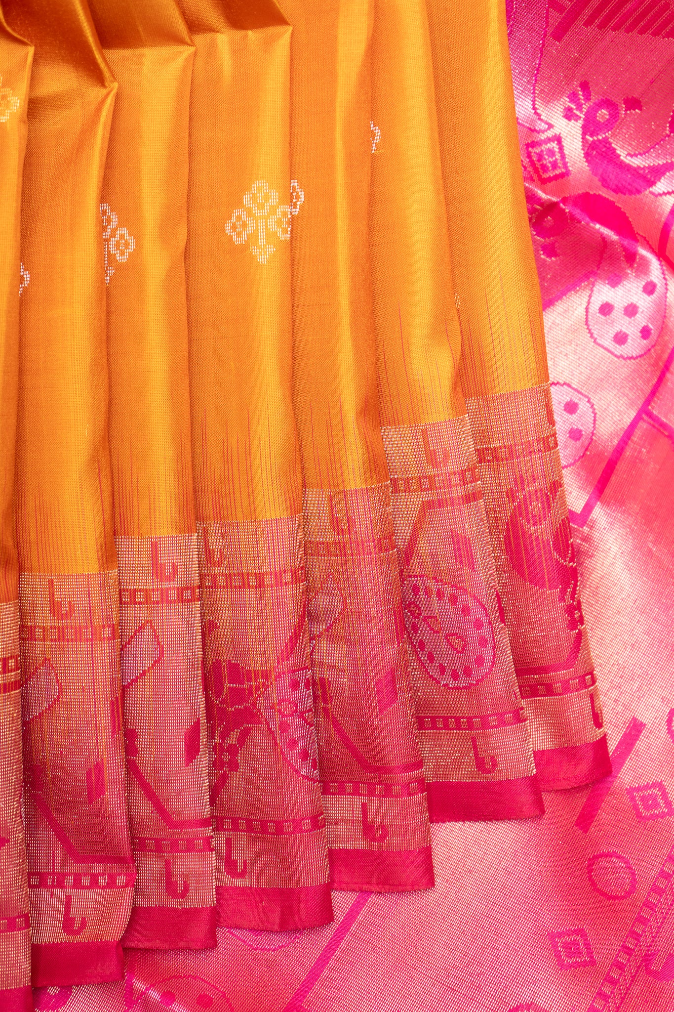 Mustard Yellow Paithani Weave Pure Soft Silk Saree - Clio Silks