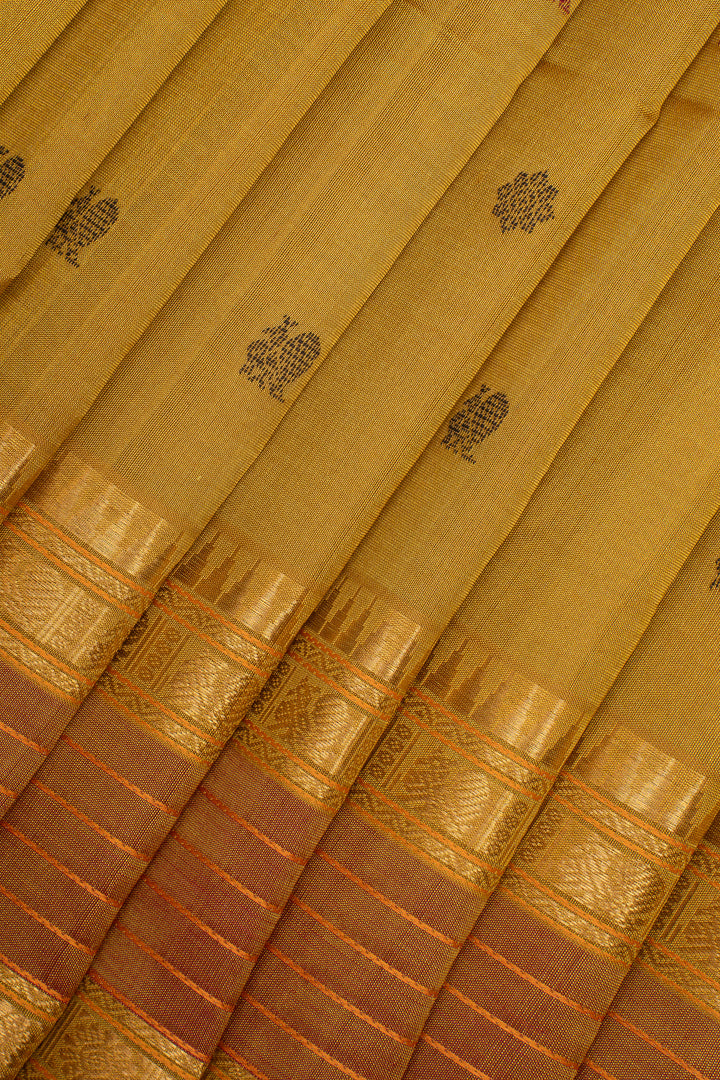 Mustard Traditional Pure Silk Cotton Saree