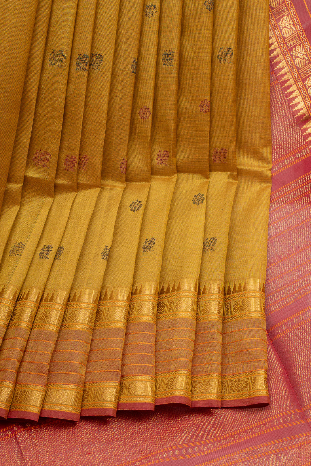 Mustard Traditional Pure Silk Cotton Saree