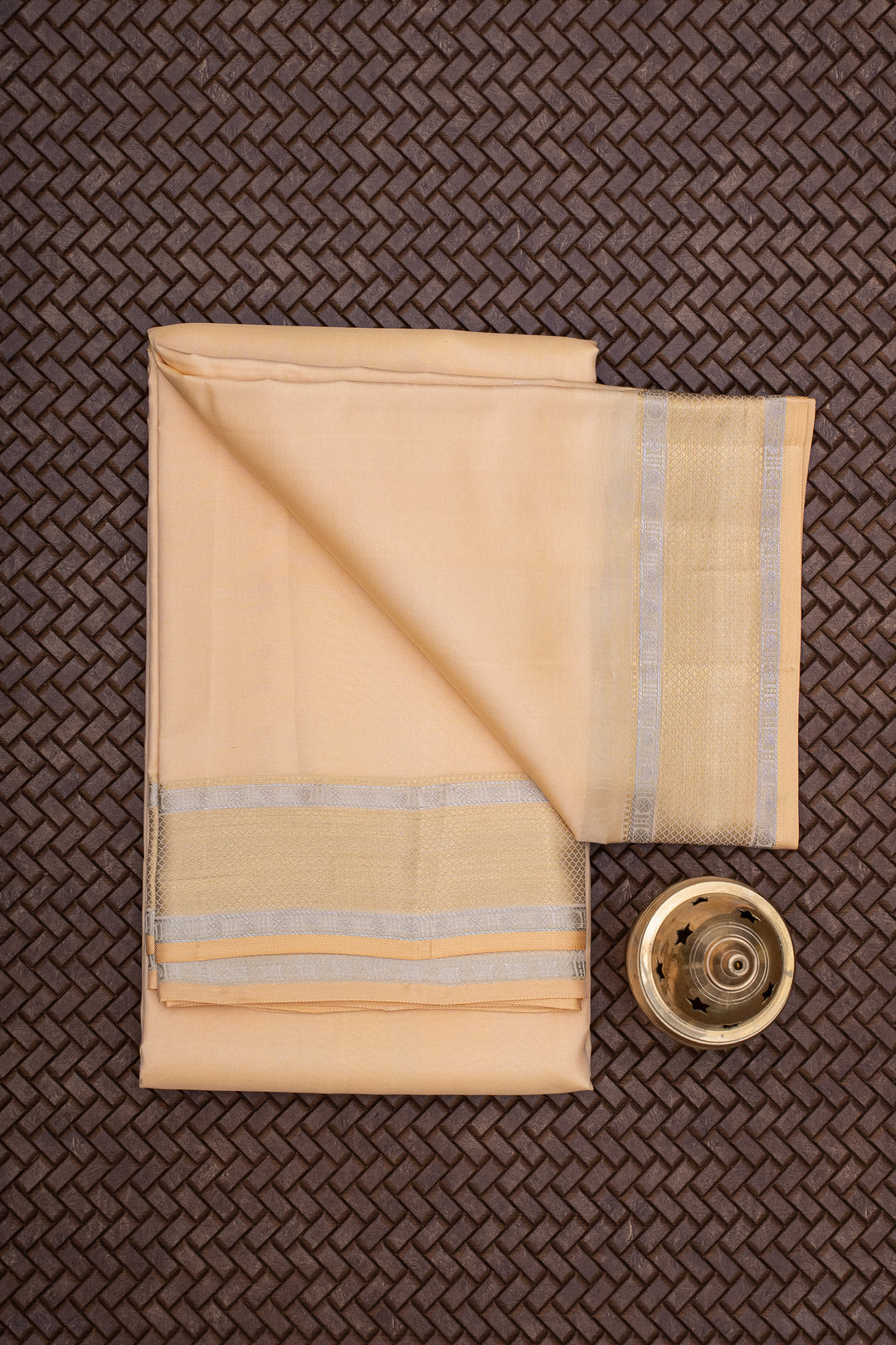 Peach Traditional Pure Silk Dhoti