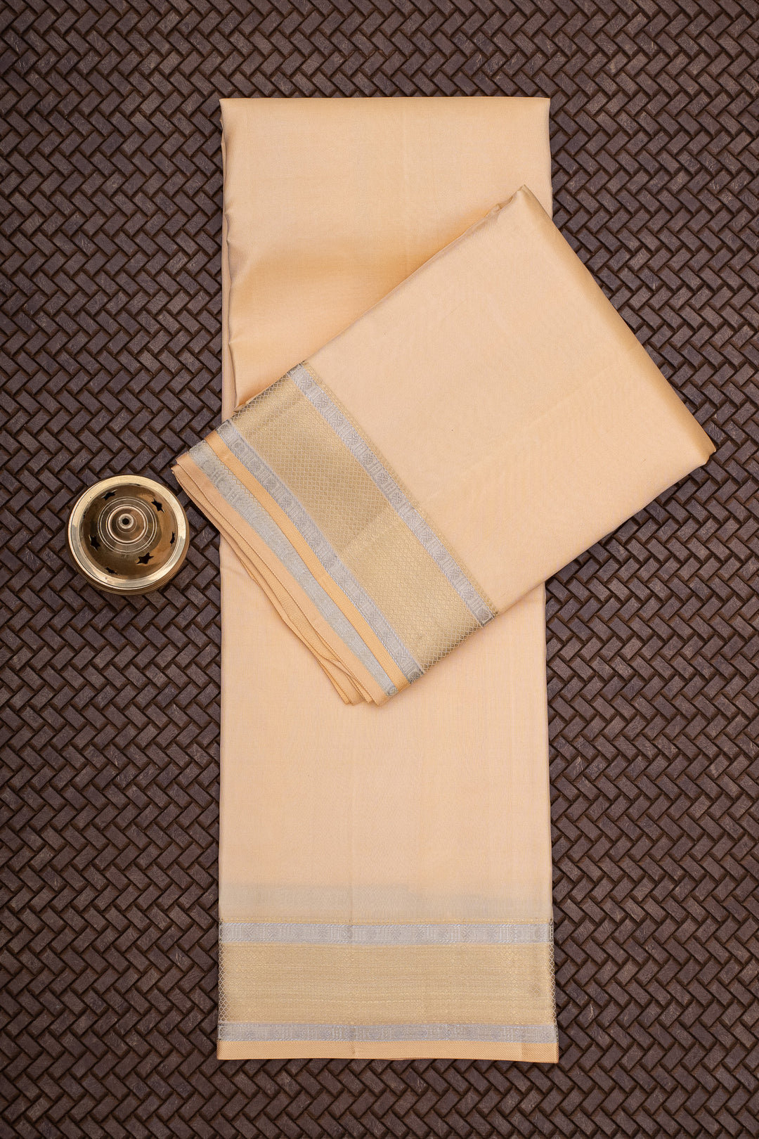 Peach Traditional Pure Silk Dhoti