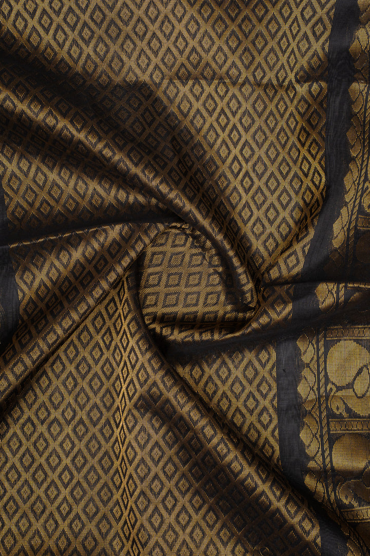 Black Traditional Pure Silk Cotton Saree