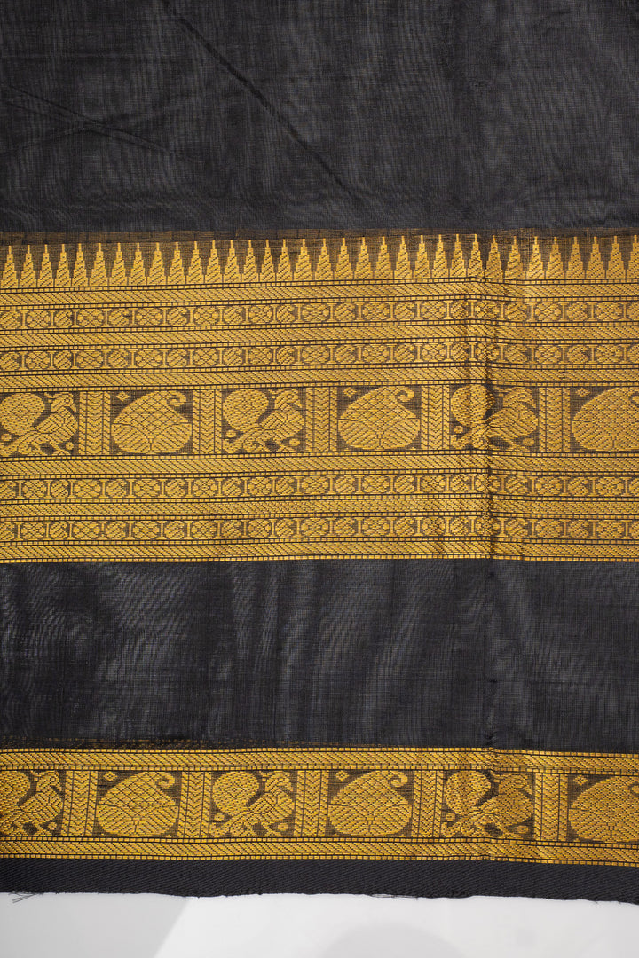 Black Traditional Pure Silk Cotton Saree