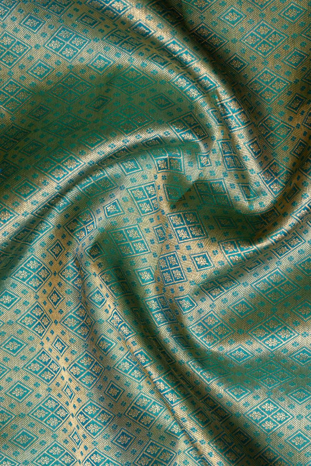 Peacock Blue Thilakam Brocade Pure Kanchipuram Silk Saree - Clio Silks