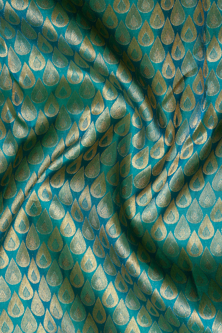 Peacock Blue Thilakam Brocade Pure Kanchipuram Silk Saree - Clio Silks