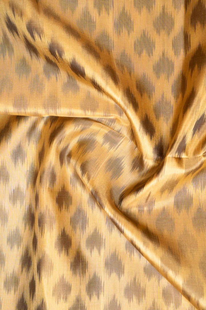 Beige and Black Pure Ikat Silk Saree - Clio Silks