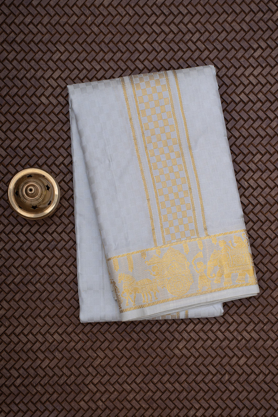 Grey Pure Silk Dhoti
