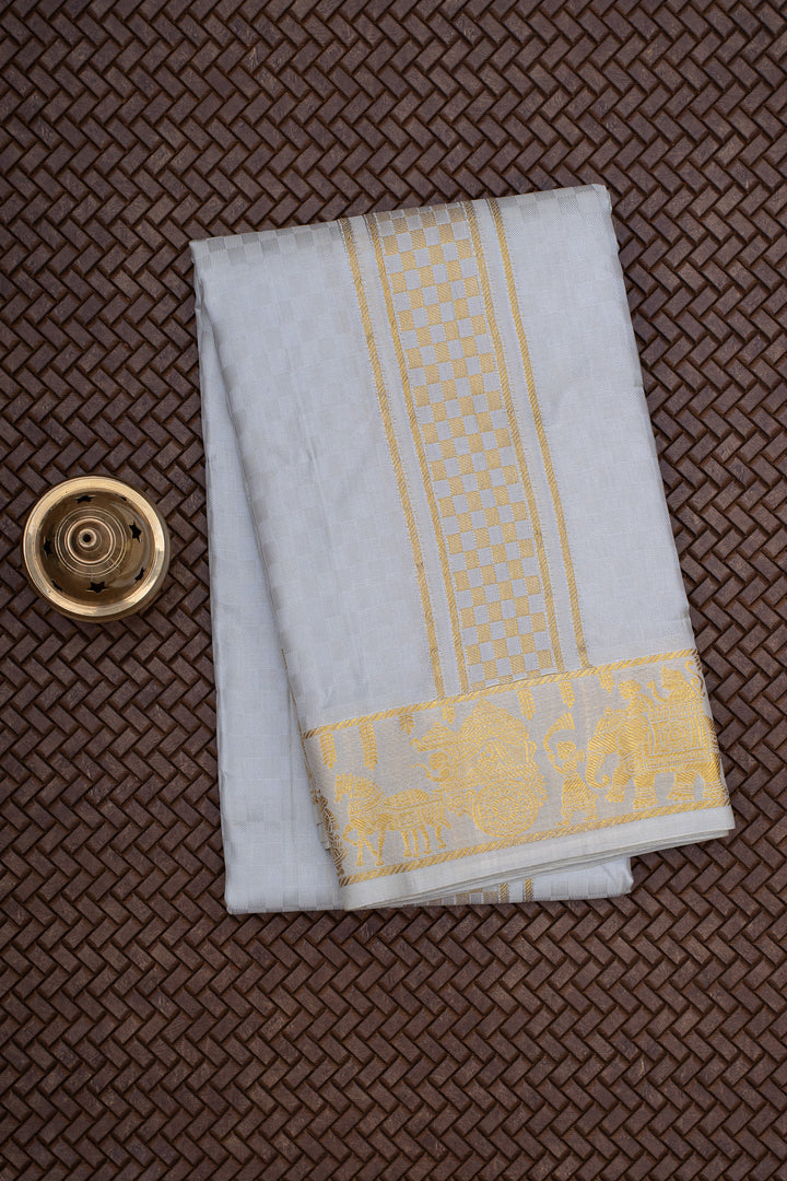 Grey Pure Silk Dhoti