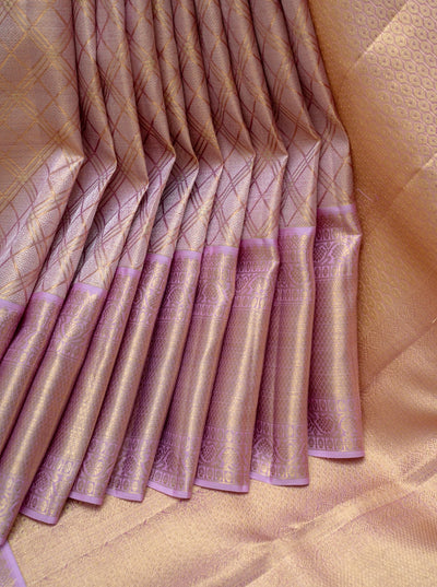 Pastel Pink Pure Tissue Fancy Kanchipuram Silk Saree - Clio Silks
