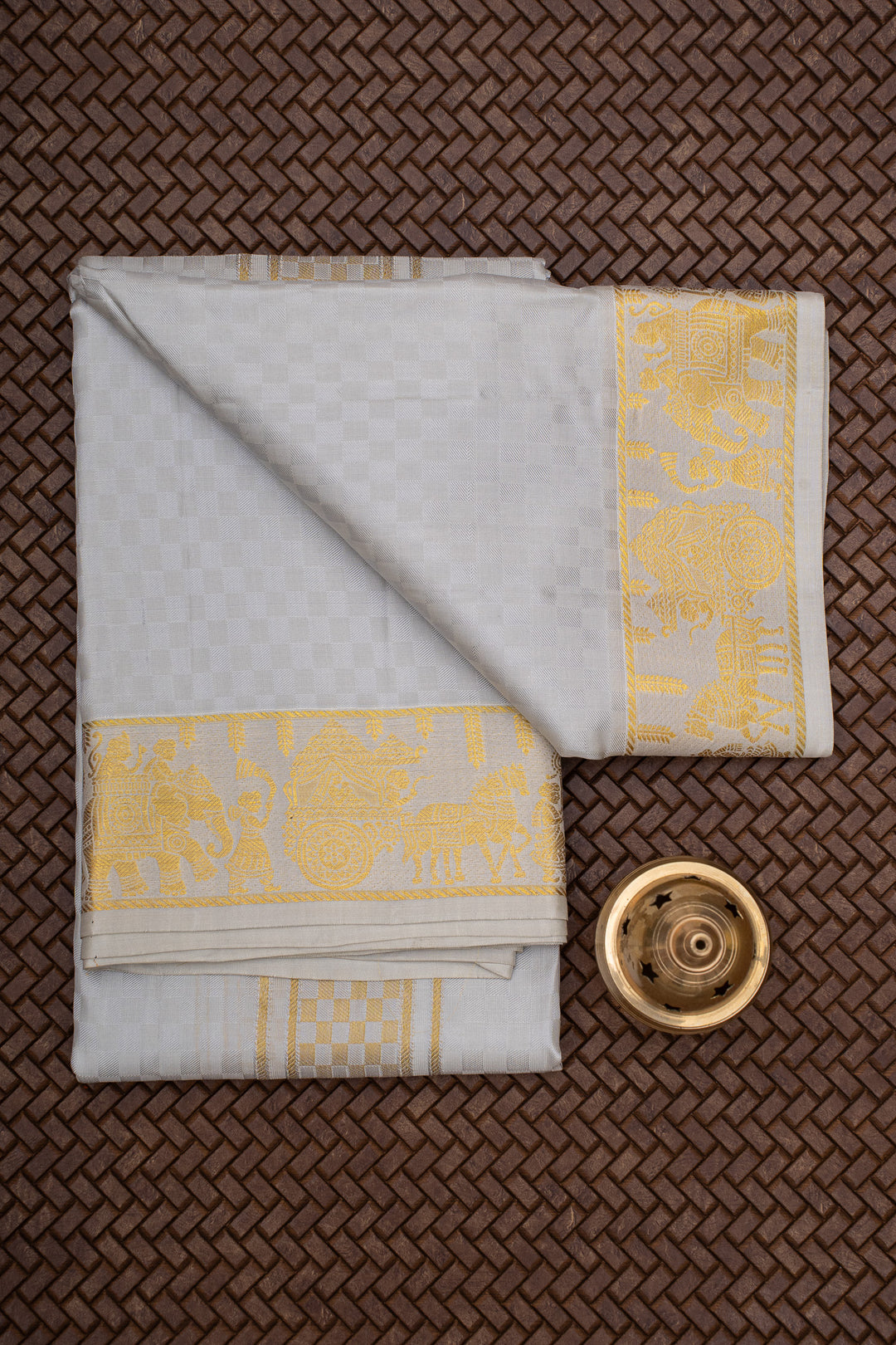 Grey Pure Silk Dhoti