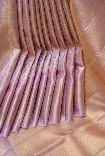 Pastel Pink Pure Tissue Fancy Kanchipuram Silk Saree - Clio Silks