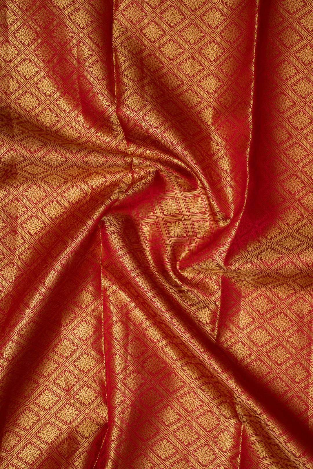 Gold and Red Tissue Pure Fancy Kanchipuram Silk Saree - Clio Silks