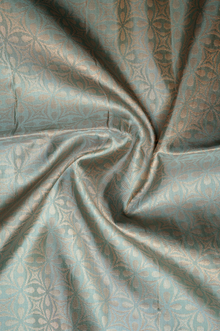 Ice Blue Brocade Pure Silk Saree - Clio Silks
