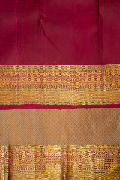 Beige Thread Brocade Pure Zari Kanchipuram Silk Sari - Clio Silks